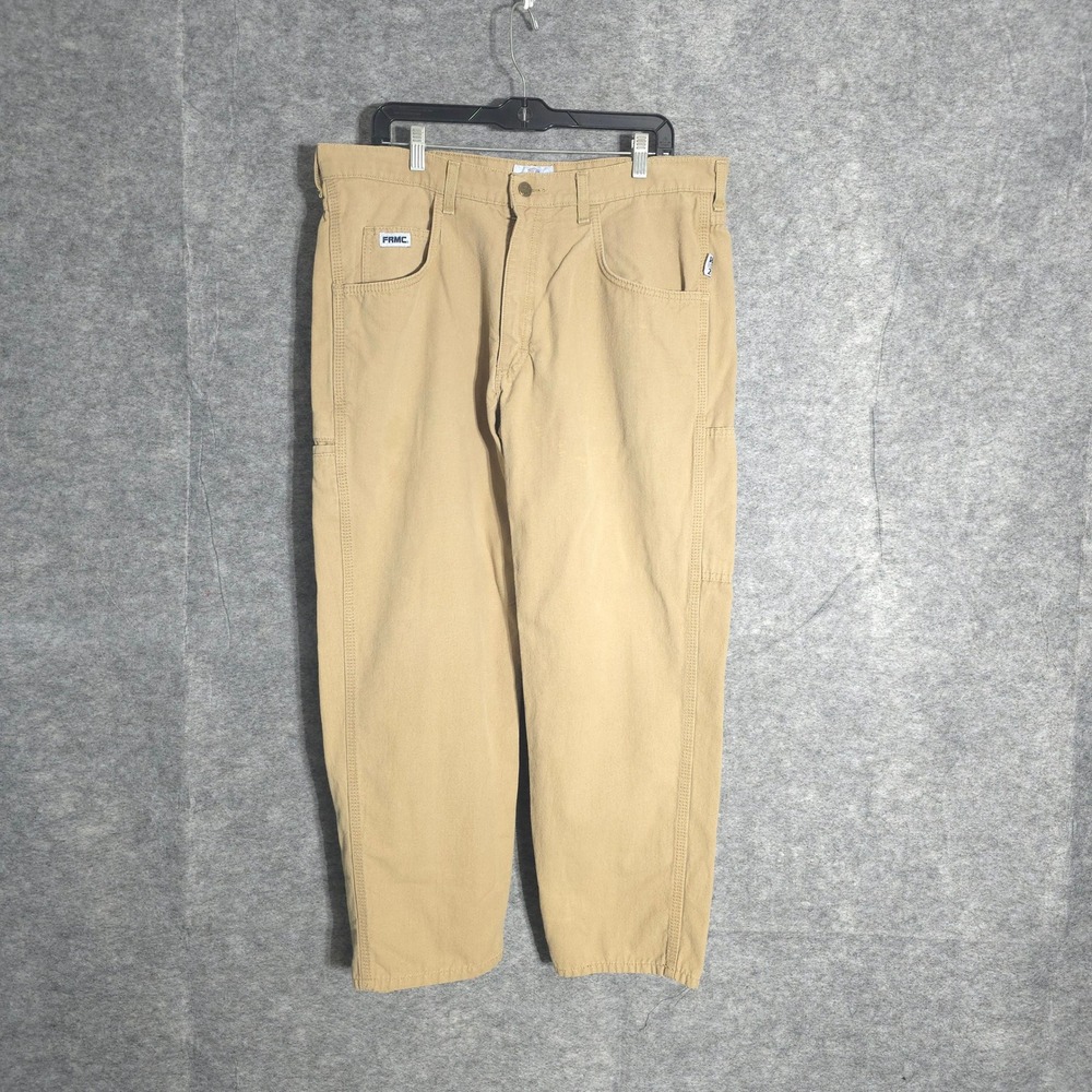 Tyndale FRMC Canvas Work Pants Mens‎ 36x28 Khaki Flame Resistant Arc Rated CAT 2